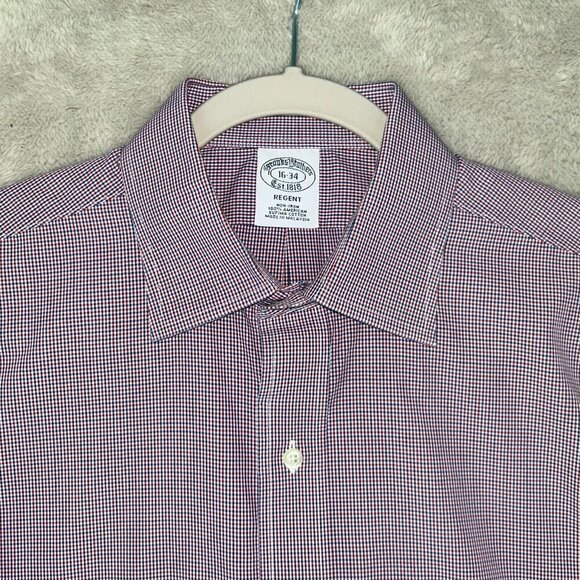 Brooks Brothers Regent Long Sleeve Button Up Dress Shirt Men 16/34 Red Plaid - Picture 4 of 8